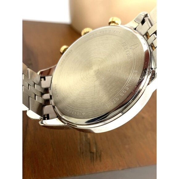 Bulova Men's Watch 98A274 Quartz Chronograph Blue Dial Two Tone Stainless Steel - Picture 7 of 14